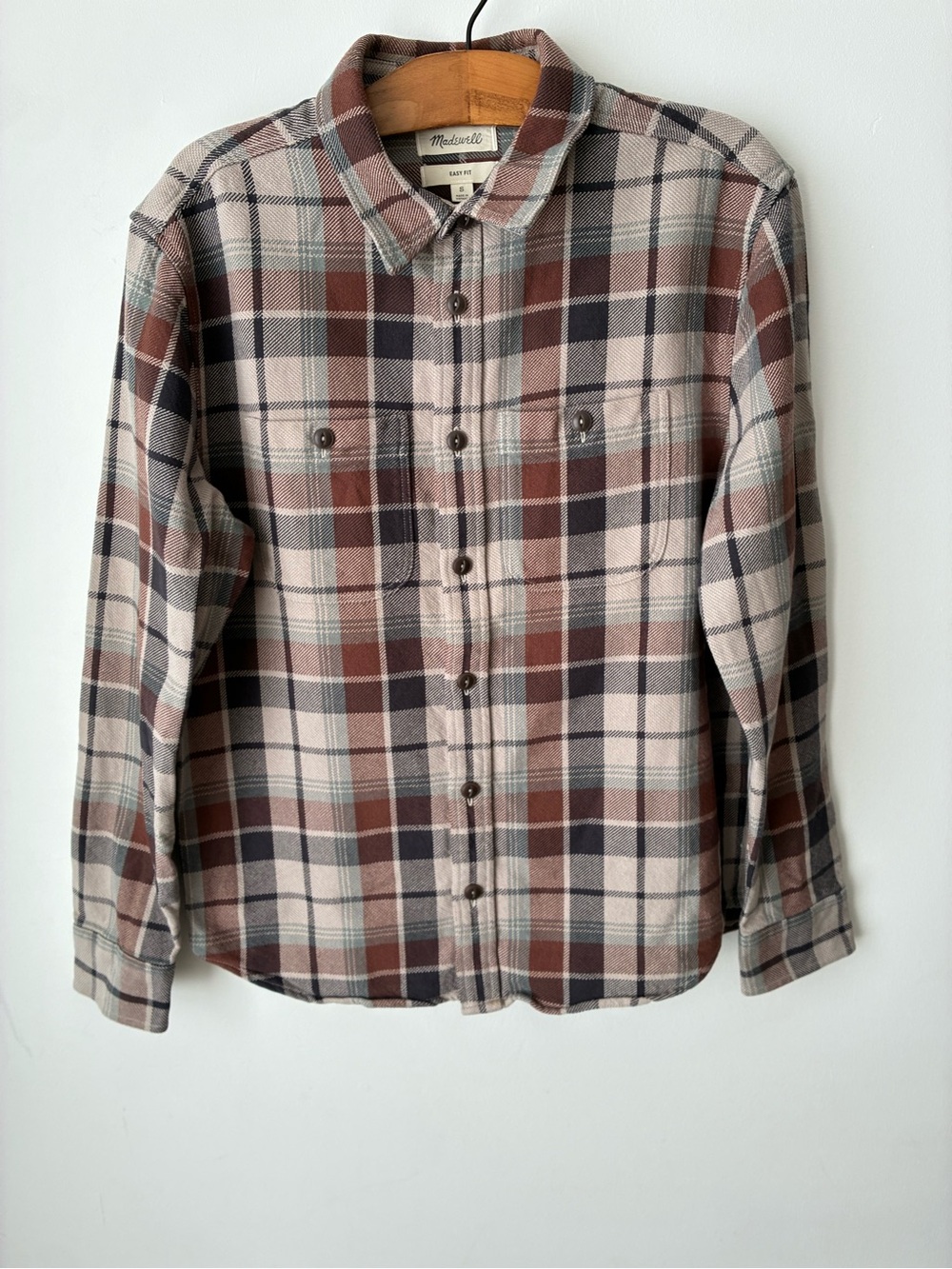 Madewell Shirt Men’s Small Twill Easy Plaid Button Down 100% Cotton